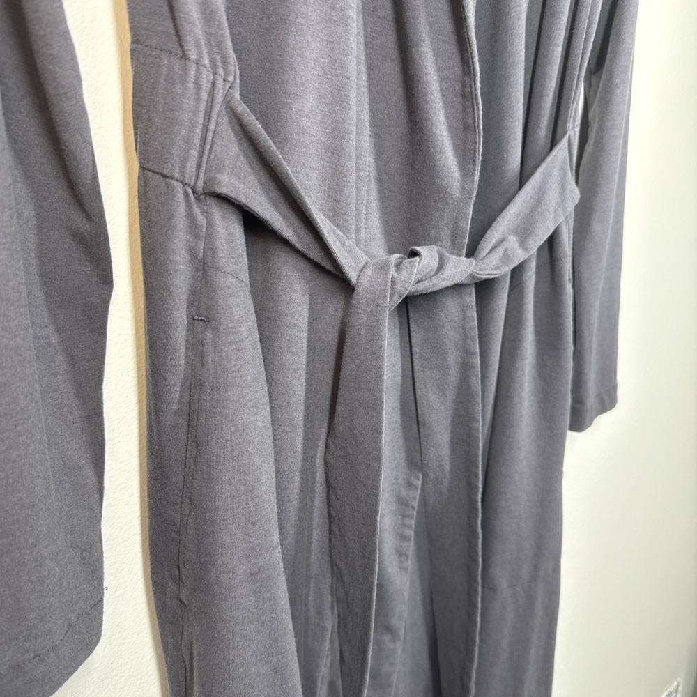 SOMA Restore Aloe Knit Robe Size Small Grey Attached Belt Pockets - Picture 6 of 11